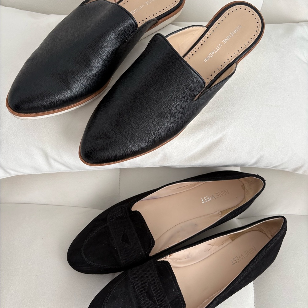 Adrienne Vittadini Black Slip-On Mules